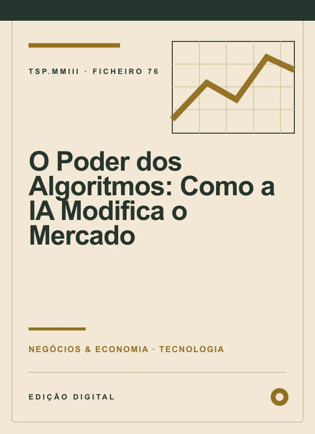 Capa editorial de O Poder dos Algoritmos: Como a IA Modifica o Mercado